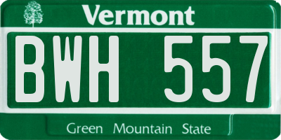 VT license plate BWH557