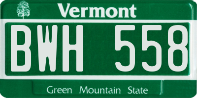 VT license plate BWH558