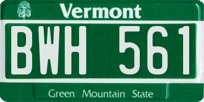 VT license plate BWH561