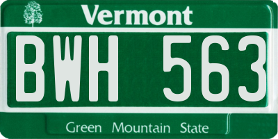 VT license plate BWH563