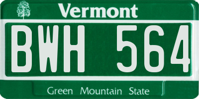 VT license plate BWH564