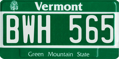 VT license plate BWH565