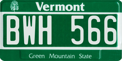 VT license plate BWH566