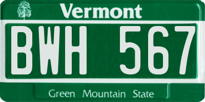 VT license plate BWH567