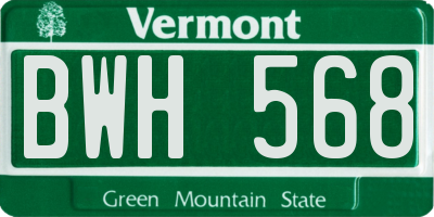 VT license plate BWH568
