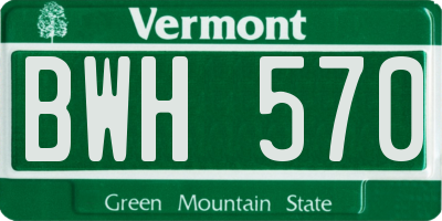 VT license plate BWH570