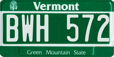 VT license plate BWH572