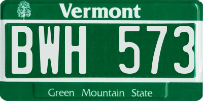 VT license plate BWH573