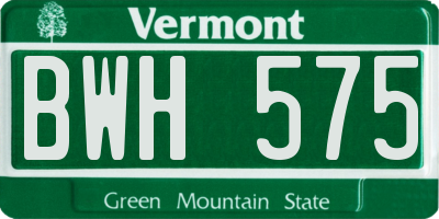 VT license plate BWH575