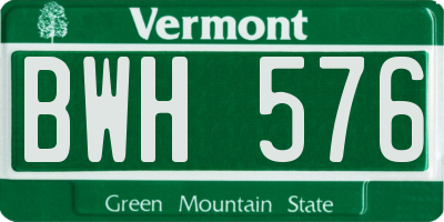 VT license plate BWH576