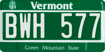 VT license plate BWH577