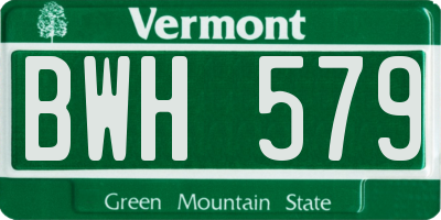 VT license plate BWH579