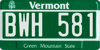 VT license plate BWH581