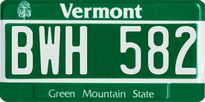 VT license plate BWH582