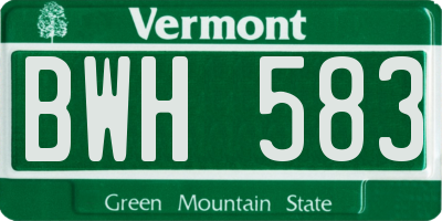VT license plate BWH583