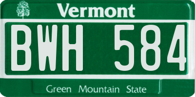 VT license plate BWH584