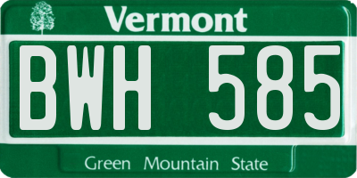 VT license plate BWH585