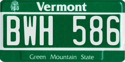 VT license plate BWH586