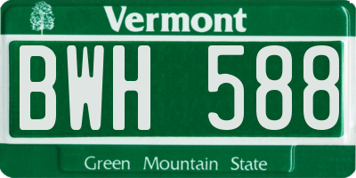 VT license plate BWH588