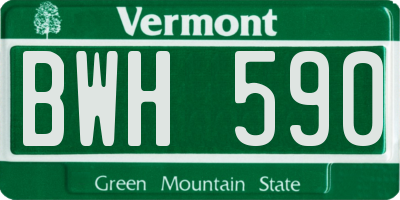 VT license plate BWH590