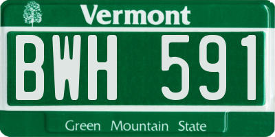 VT license plate BWH591