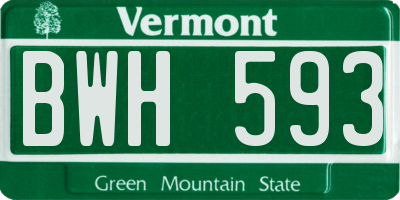 VT license plate BWH593