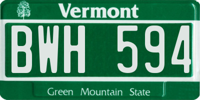 VT license plate BWH594