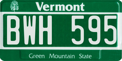 VT license plate BWH595