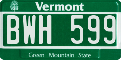 VT license plate BWH599