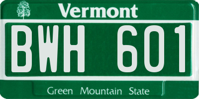 VT license plate BWH601