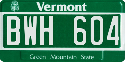 VT license plate BWH604