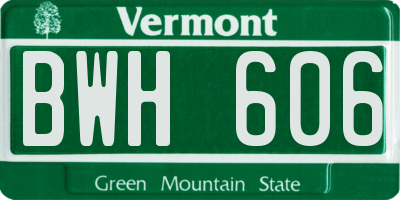 VT license plate BWH606