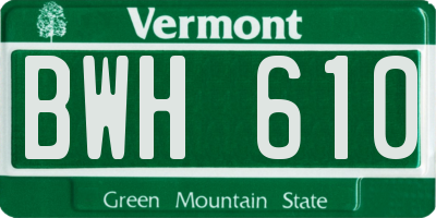 VT license plate BWH610