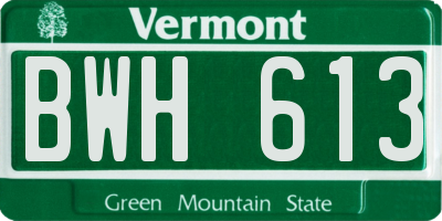 VT license plate BWH613