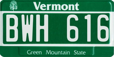 VT license plate BWH616