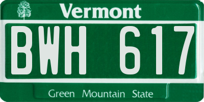 VT license plate BWH617