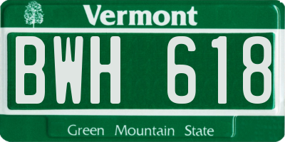 VT license plate BWH618