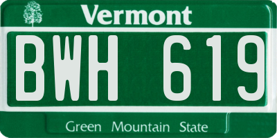 VT license plate BWH619