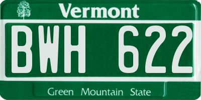 VT license plate BWH622