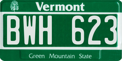 VT license plate BWH623