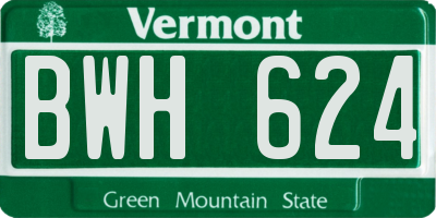 VT license plate BWH624