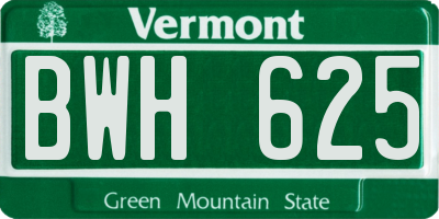 VT license plate BWH625