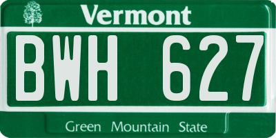 VT license plate BWH627