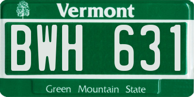 VT license plate BWH631