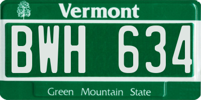 VT license plate BWH634