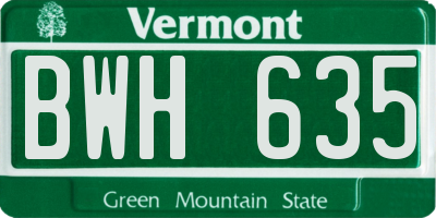 VT license plate BWH635