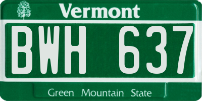 VT license plate BWH637