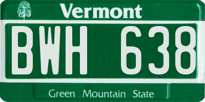 VT license plate BWH638