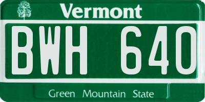 VT license plate BWH640