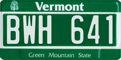 VT license plate BWH641